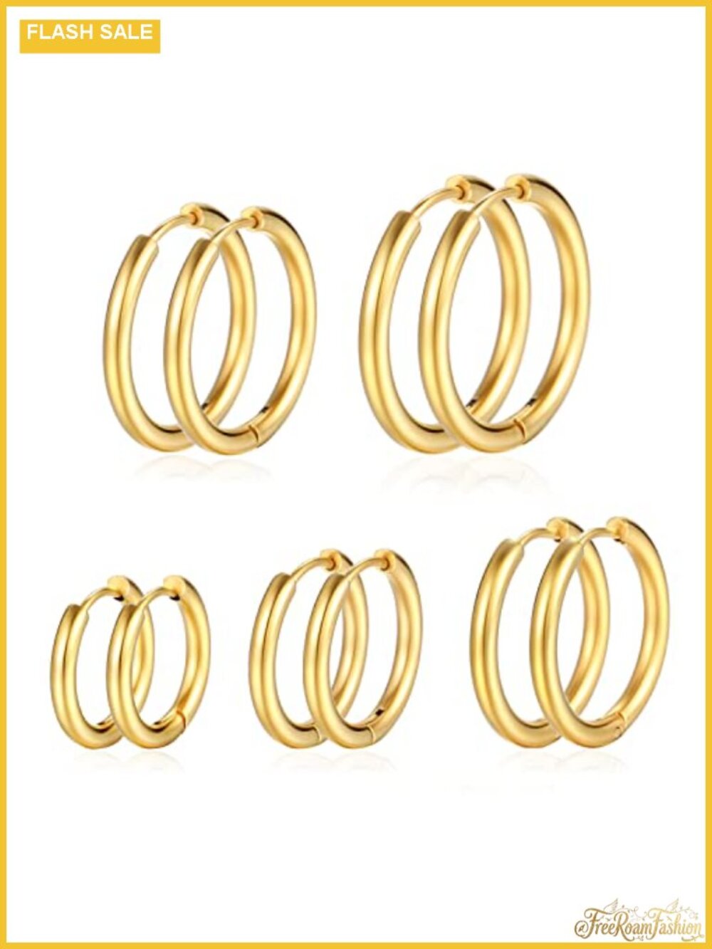 316L Surgical Stainless Steel Huggie Hoop Earrings Set Hypoallergenic